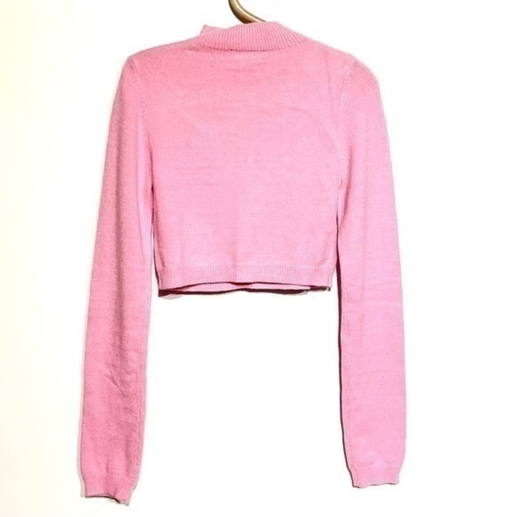 Blue Blush Pink Keyhole Sweater Long Sleeve Top Mock Neck NWT Medium - Picture 3 of 8